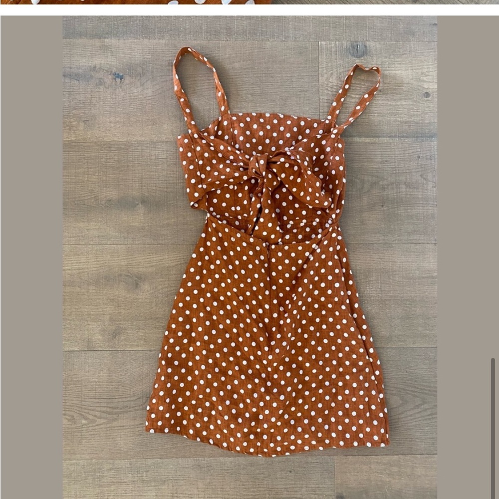 faithful the brand stepper cinnamon polka dot tie cutout dress - Picture 8 of 9